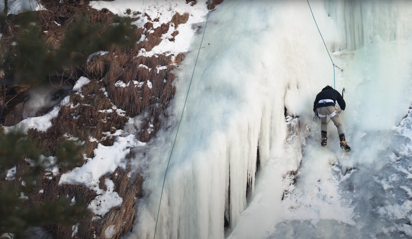 Profewssional climber Magnus Midtbo tries ice climbing for the first time