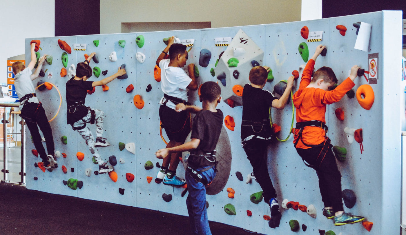 kids on climbing wall