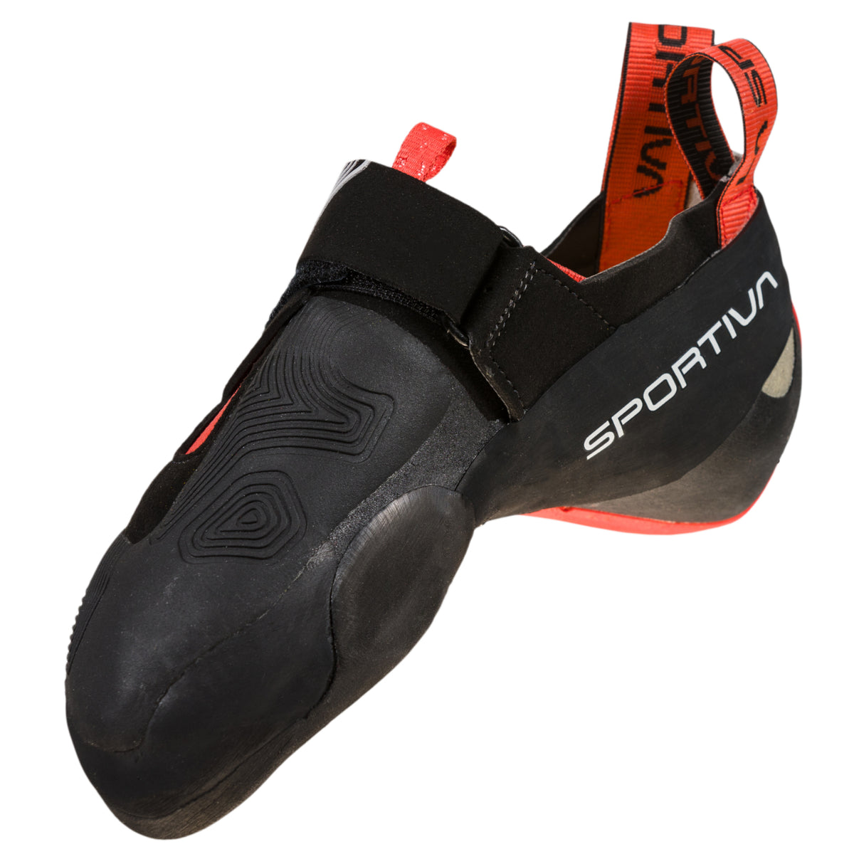 La Sportiva Theory Womens in black and red showing inside profile