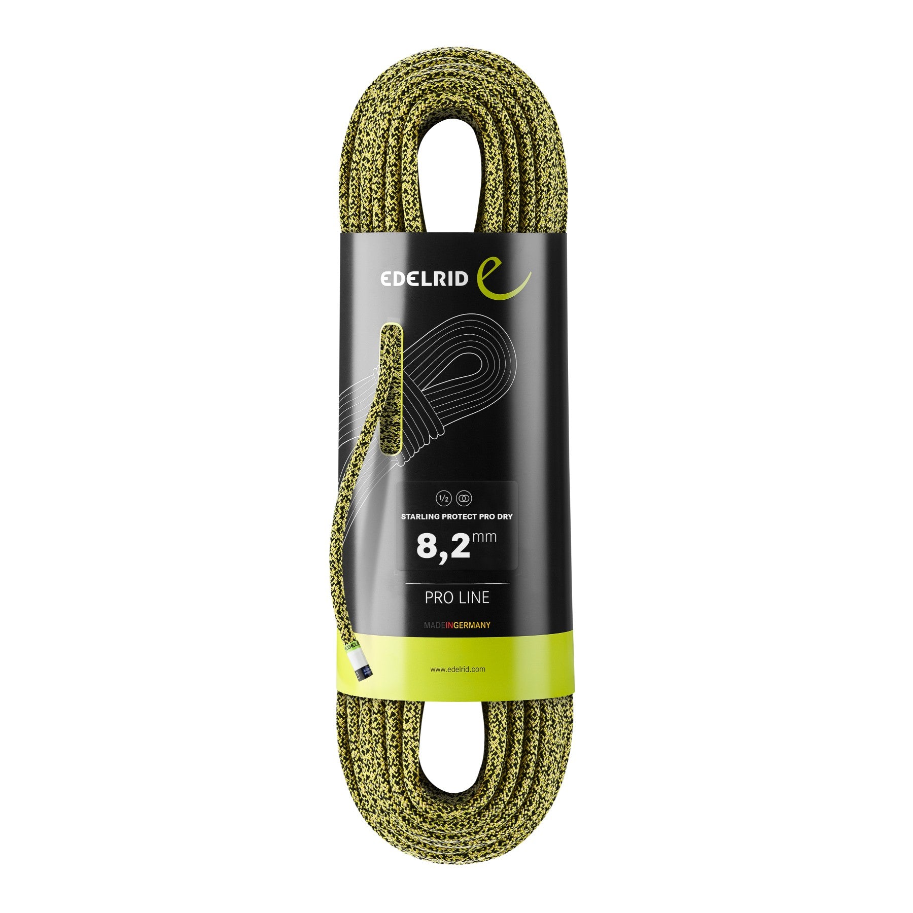 Edelrid Starling Protect Pro Dry 8.2mm x 50m, Colour Yellow-Night