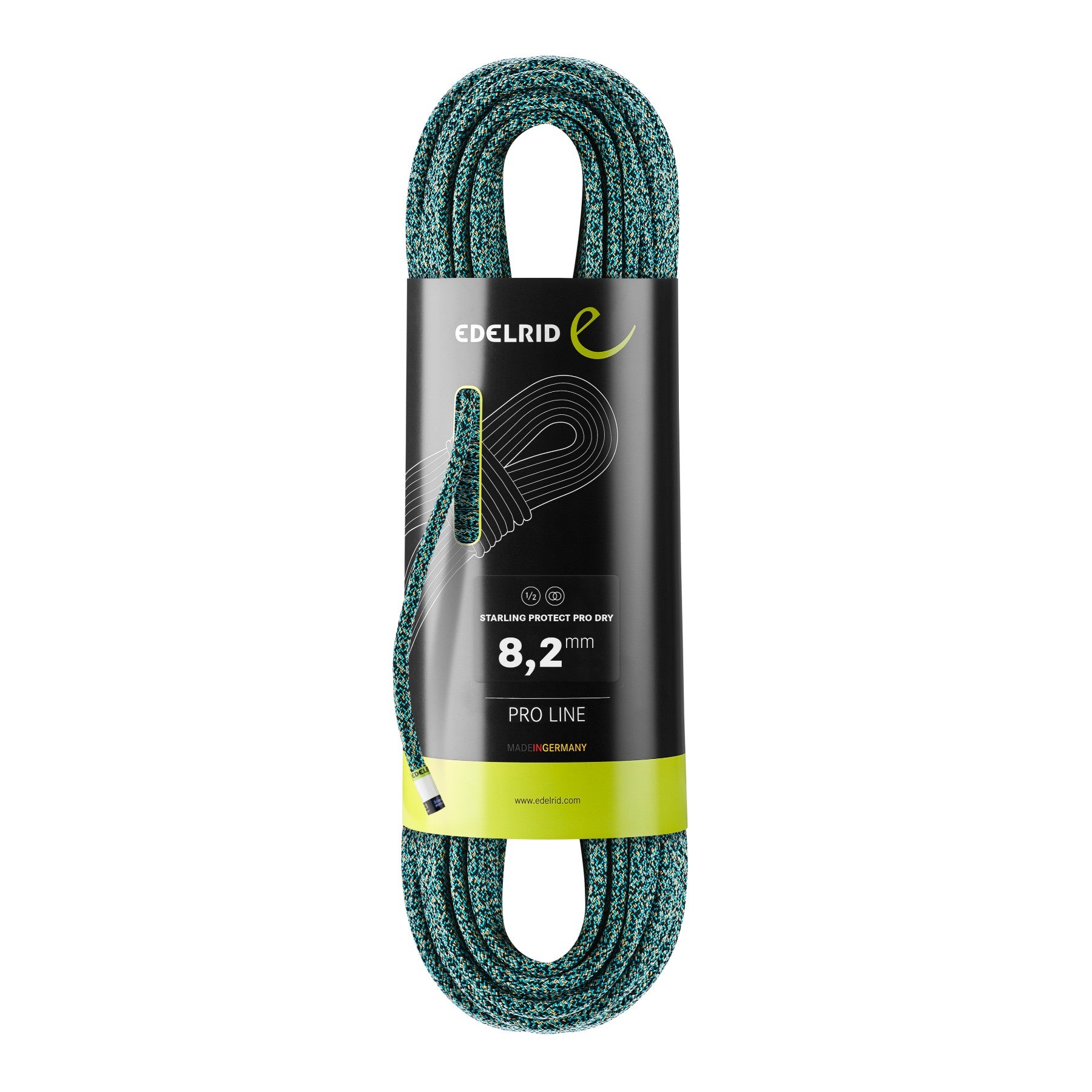 Edelrid Starling Protect Pro Dry 8.2mm x 60m, Colour Yellow-Night