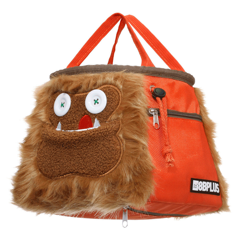 side view of 8BPlus Louie Boulder Bucket Monster Chalk Bag showing carry handles