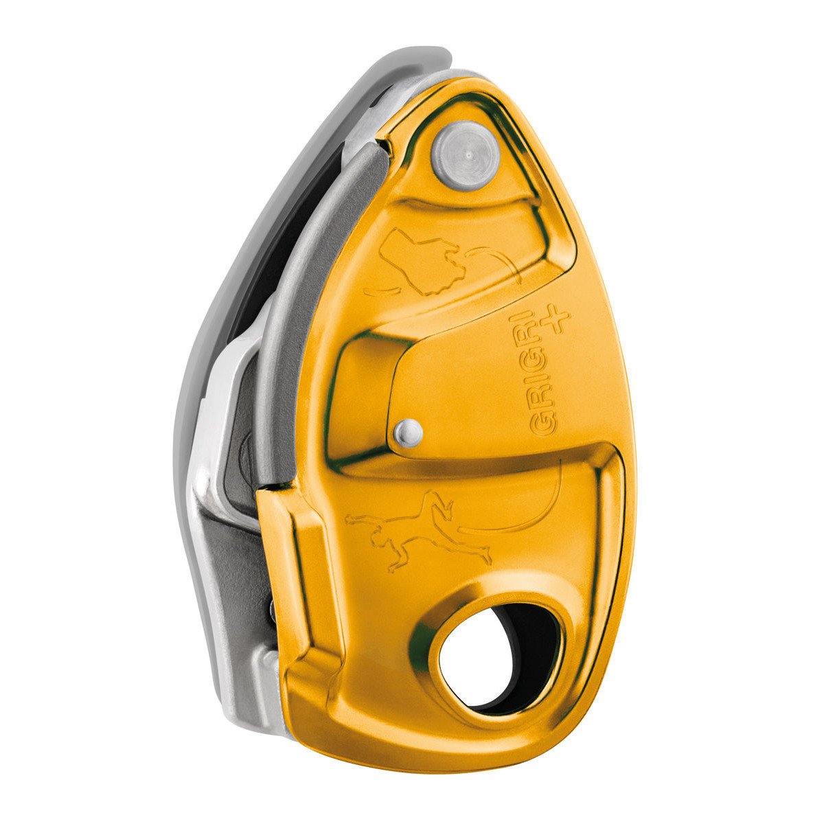 Petzl Grigri + climbing belay device, in gold colour