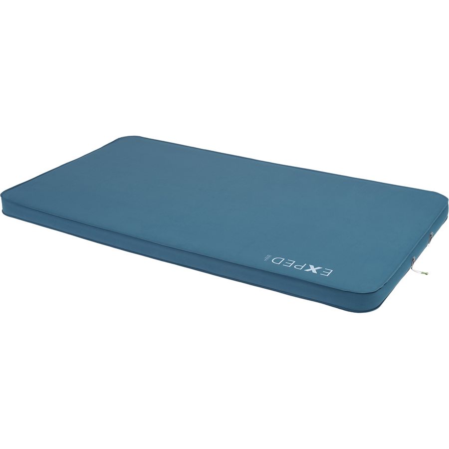 Exped DeepSleep Mat Duo 7.5 sleeping mat in blue colour shown inflated