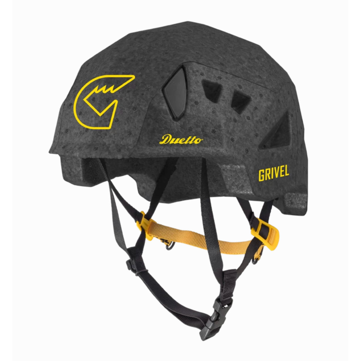 Grivel Duetto climbing and skiing helmet, front/side view in black colour