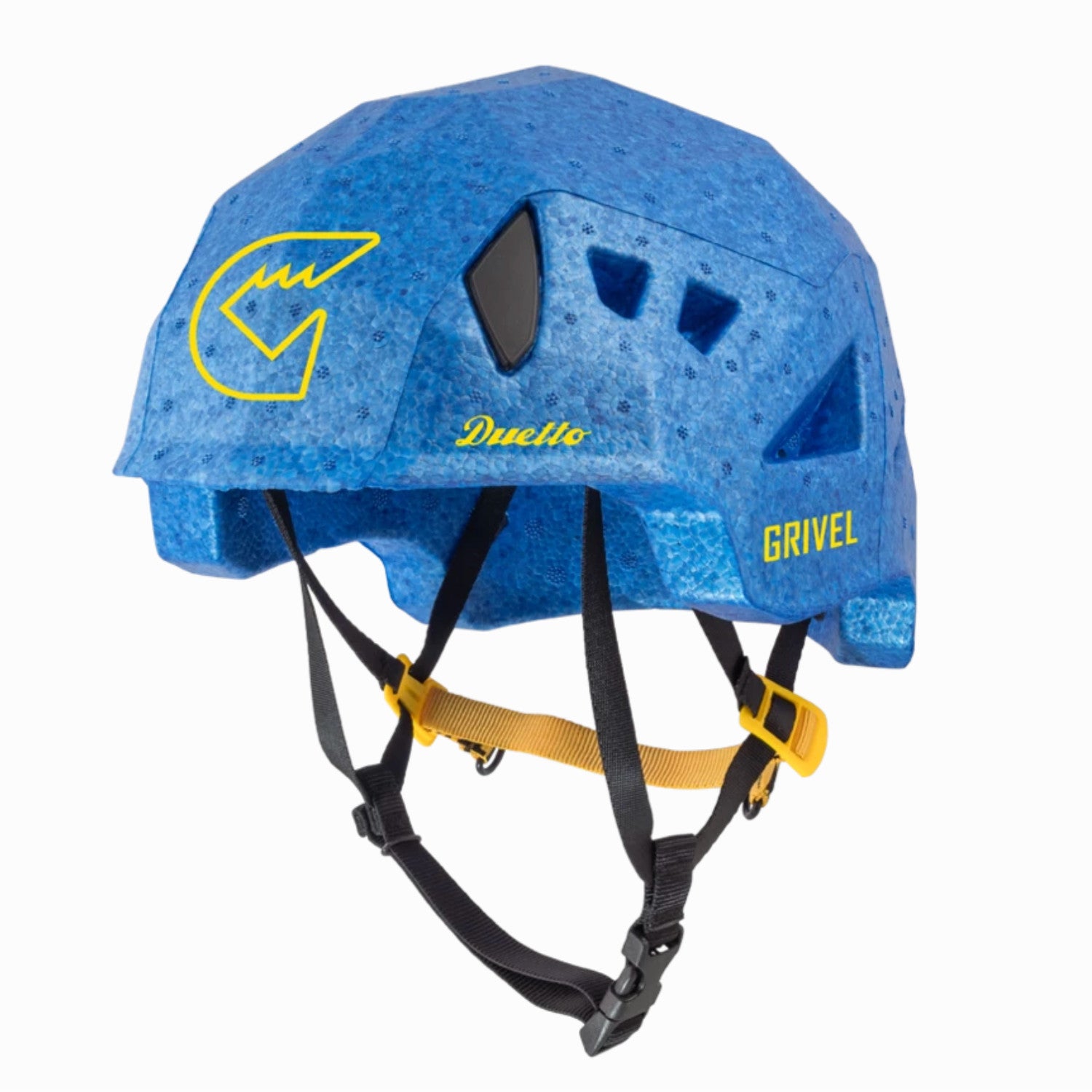 Grivel Duetto climbing and skiing helmet, front/side view in Blue colour