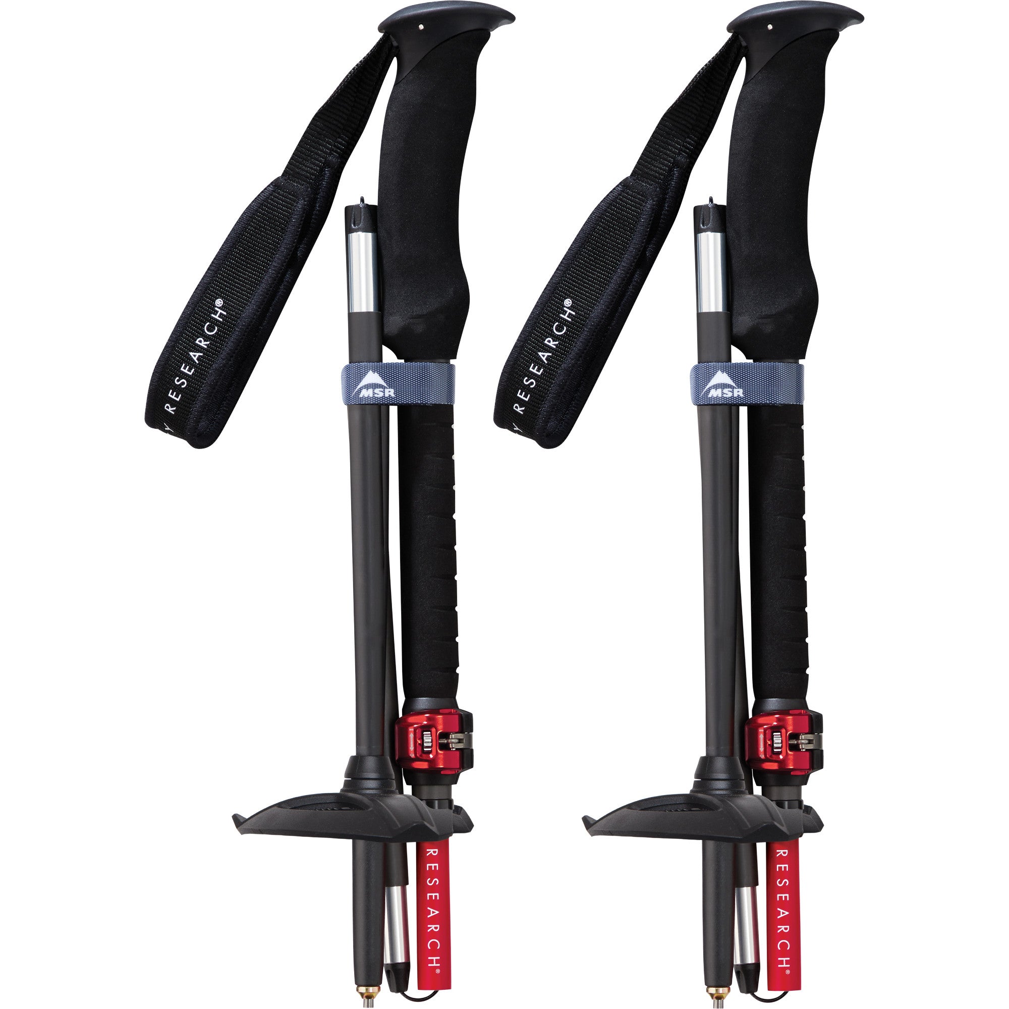 Pair of MSR Dynalock Ascent Carbon mountain poles, in Black/Grey/Red colours