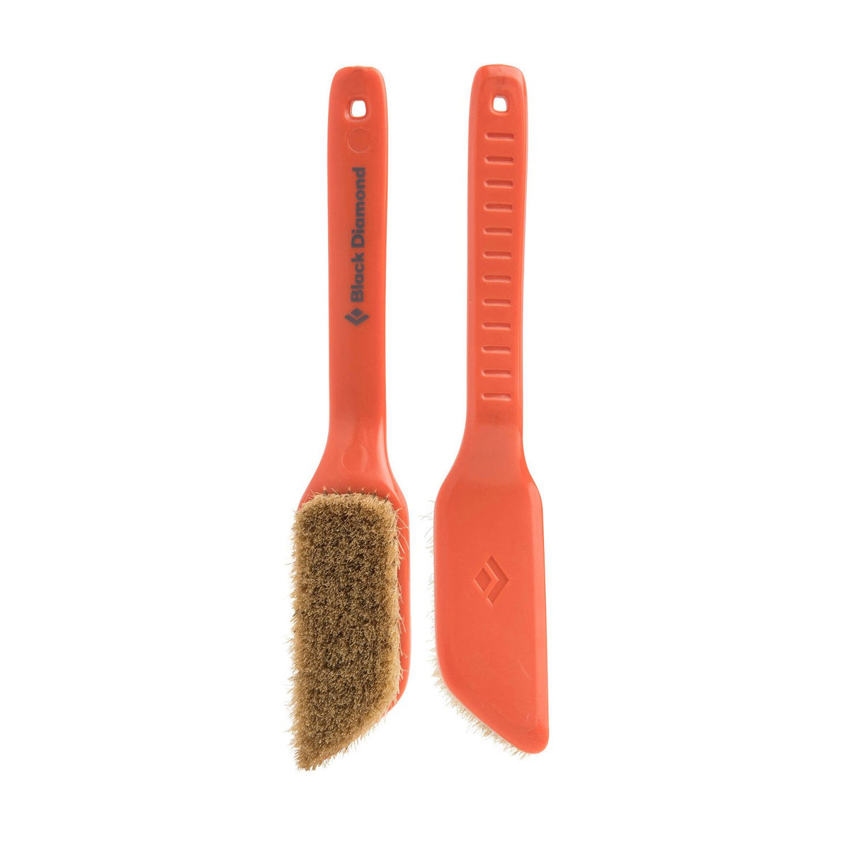 Pair of orange Black Diamond Boars Hair Brushes - Medium, 1 shown facing and 1 shown in the reverse