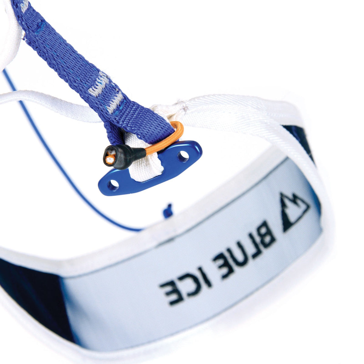 Blue Ice Choucas Pro Harness, showing the metal leg loop bar and lightweight leg loop 