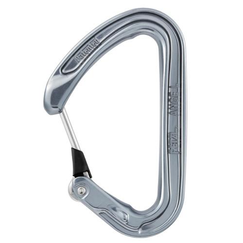 Petzl ANGE L Carabiner, in blue colour shown with silver gate open