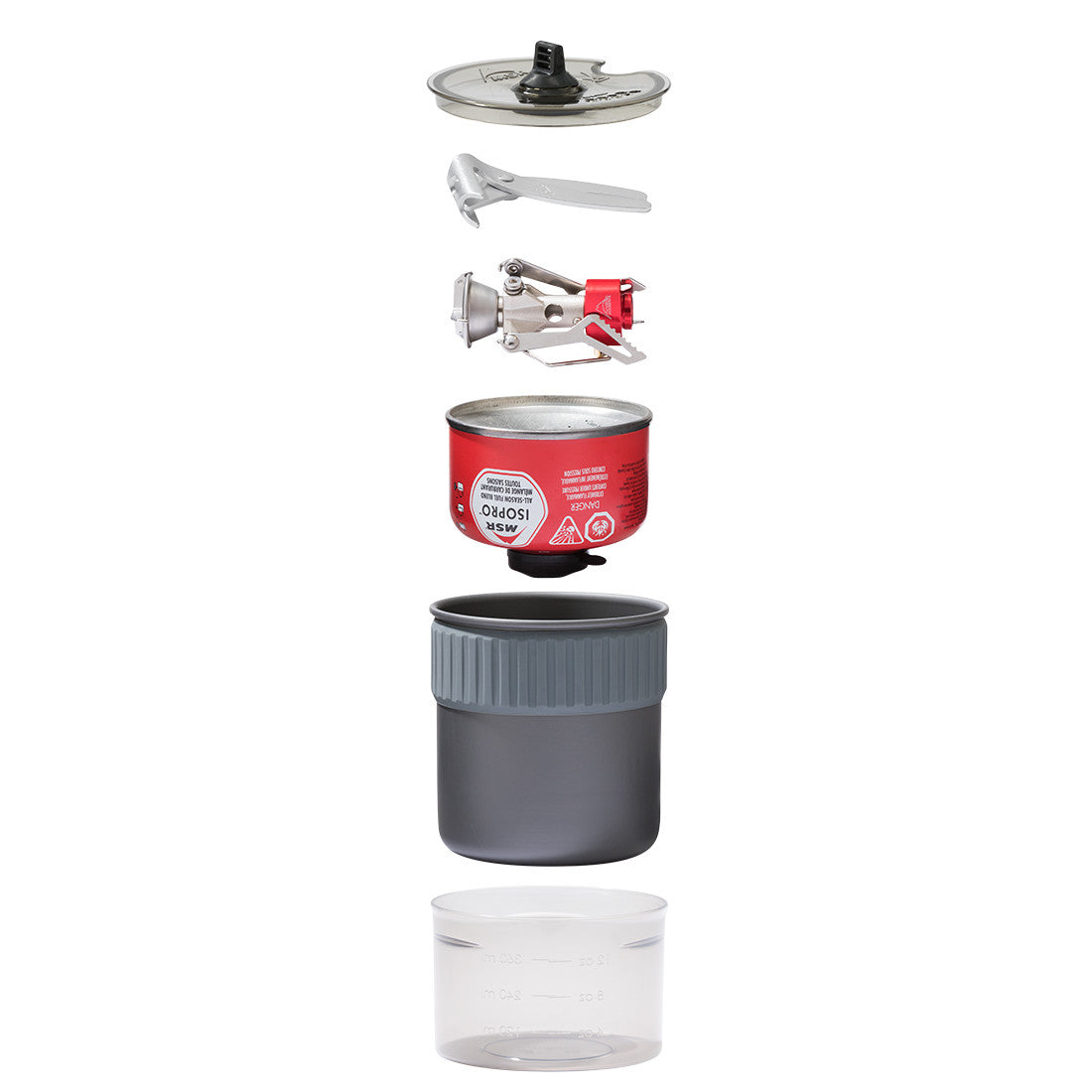 MSR PocketRocket 2 Mini Stove Kit, with contents shown stacked on top of one another