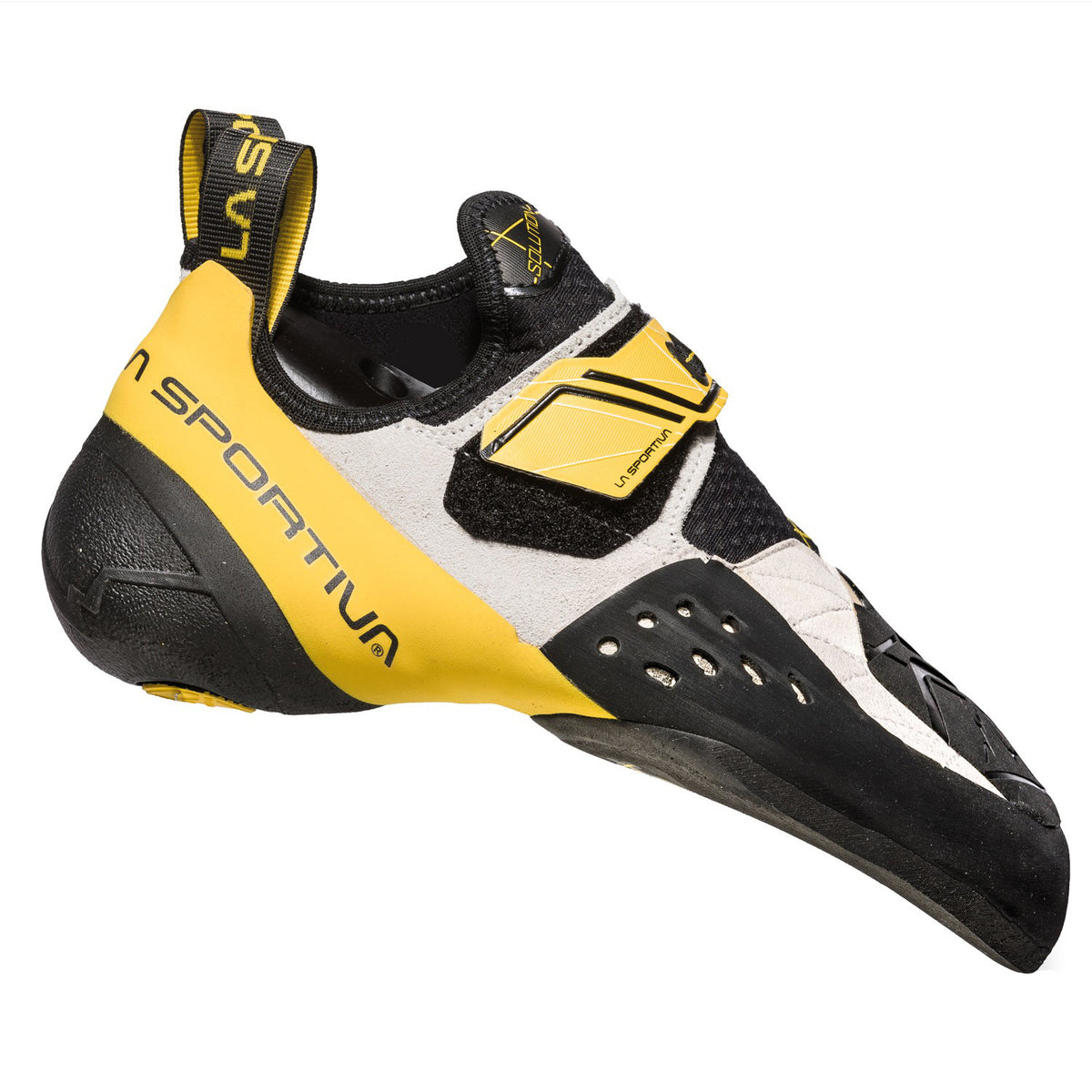 La Sportiva Solution climbing shoe, as seen from the outside