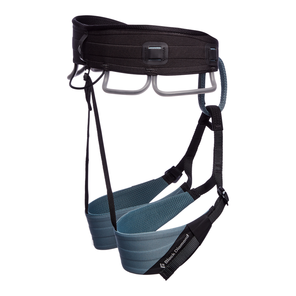 Black Diamond Technician harness in storm blue, from the front