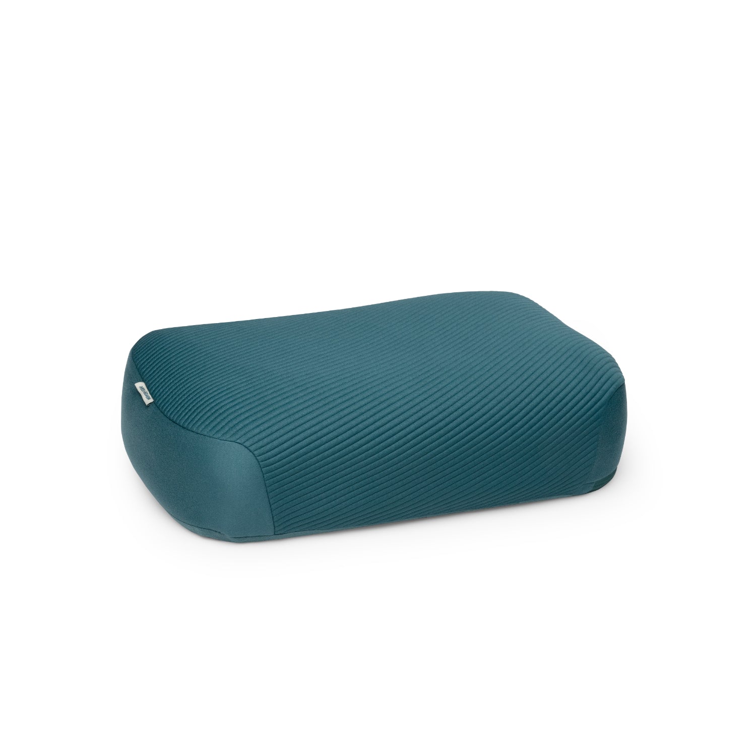 memory foam camping pillow in blue on a white background