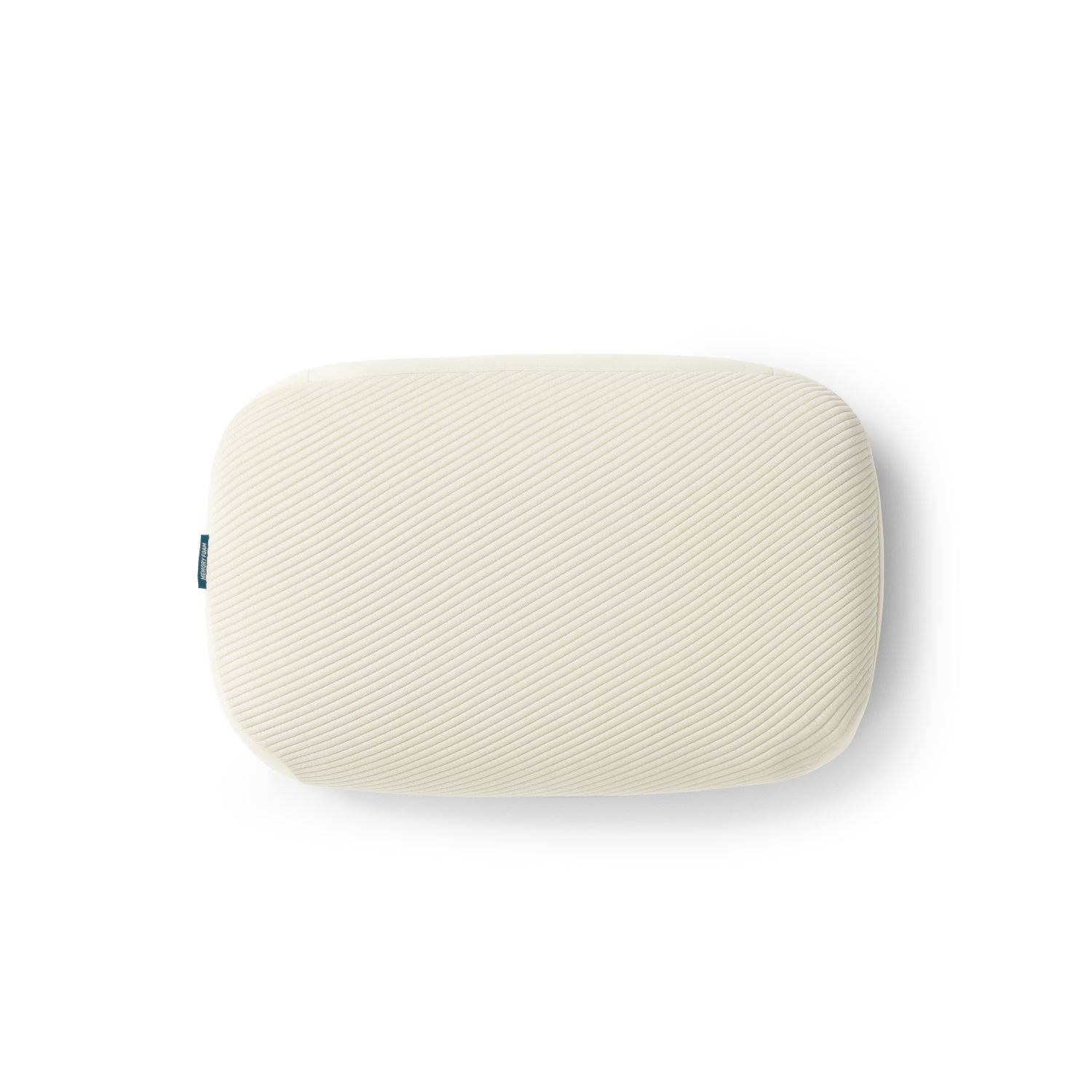 memory foam camping pillow in blue on a white background