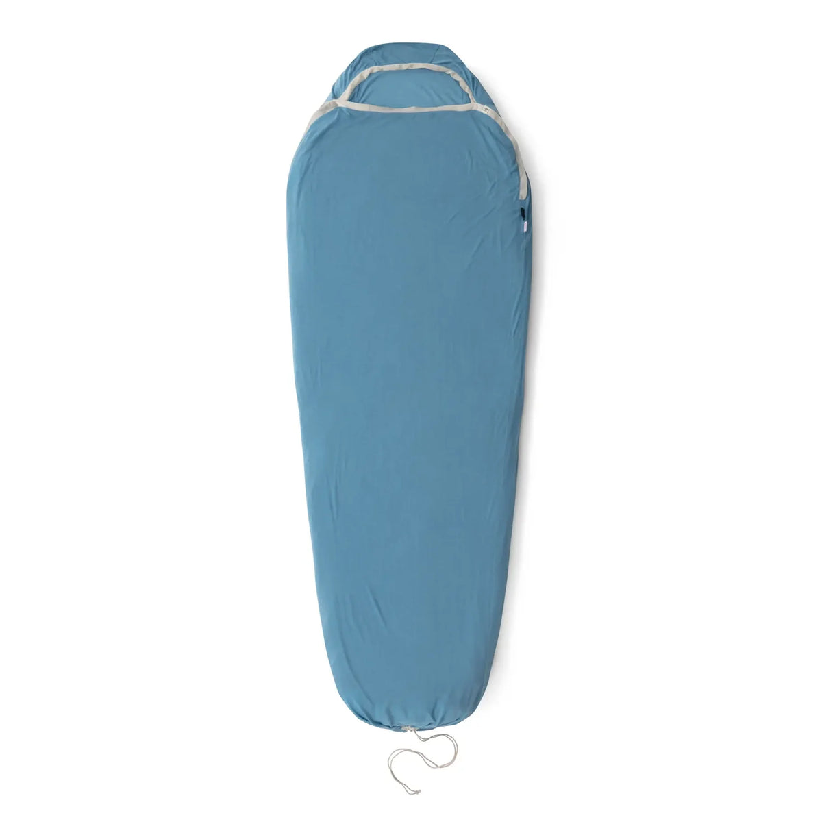 blue sleeping bag liner on a white background