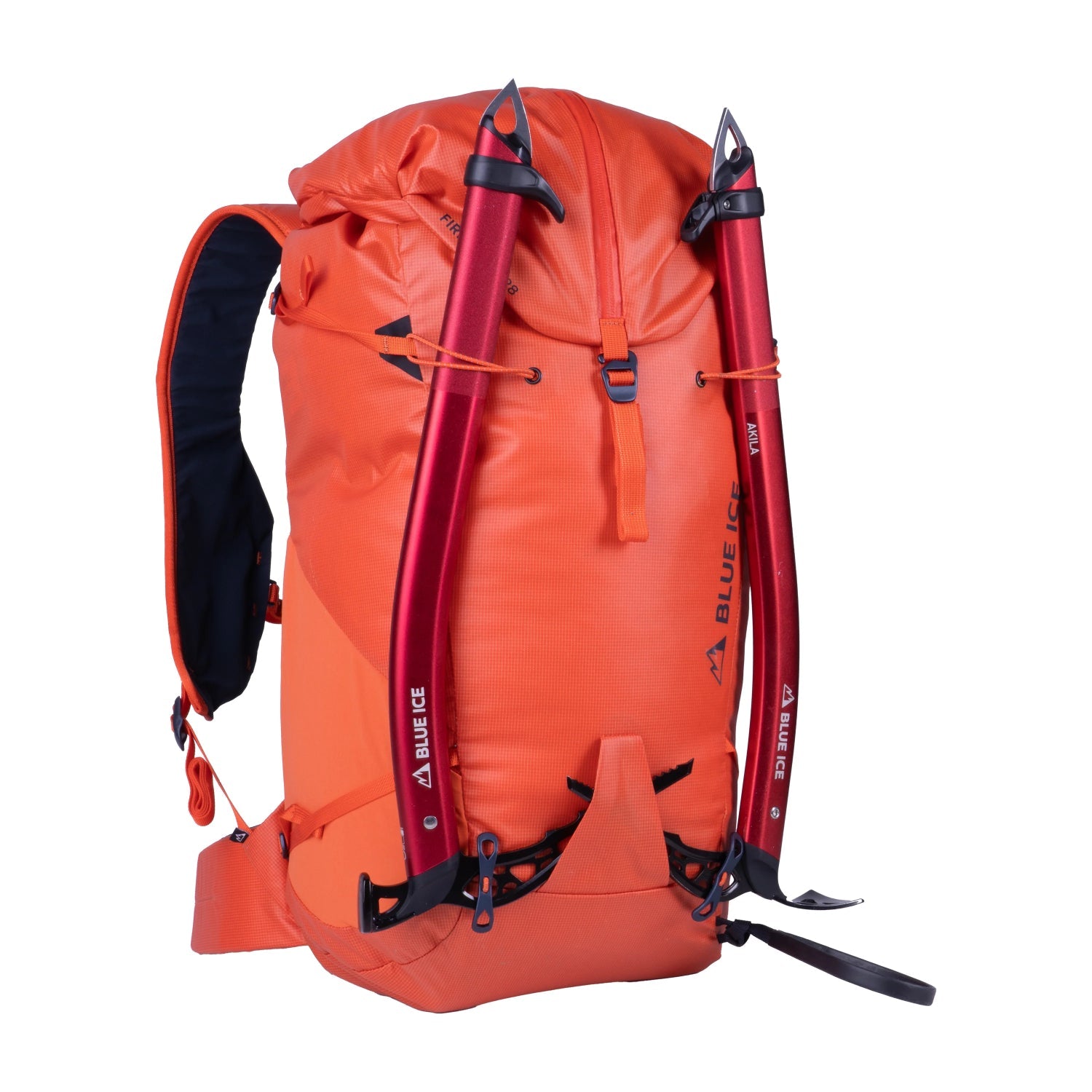 Blue Ice Firecrest rucksack in orange on a white background