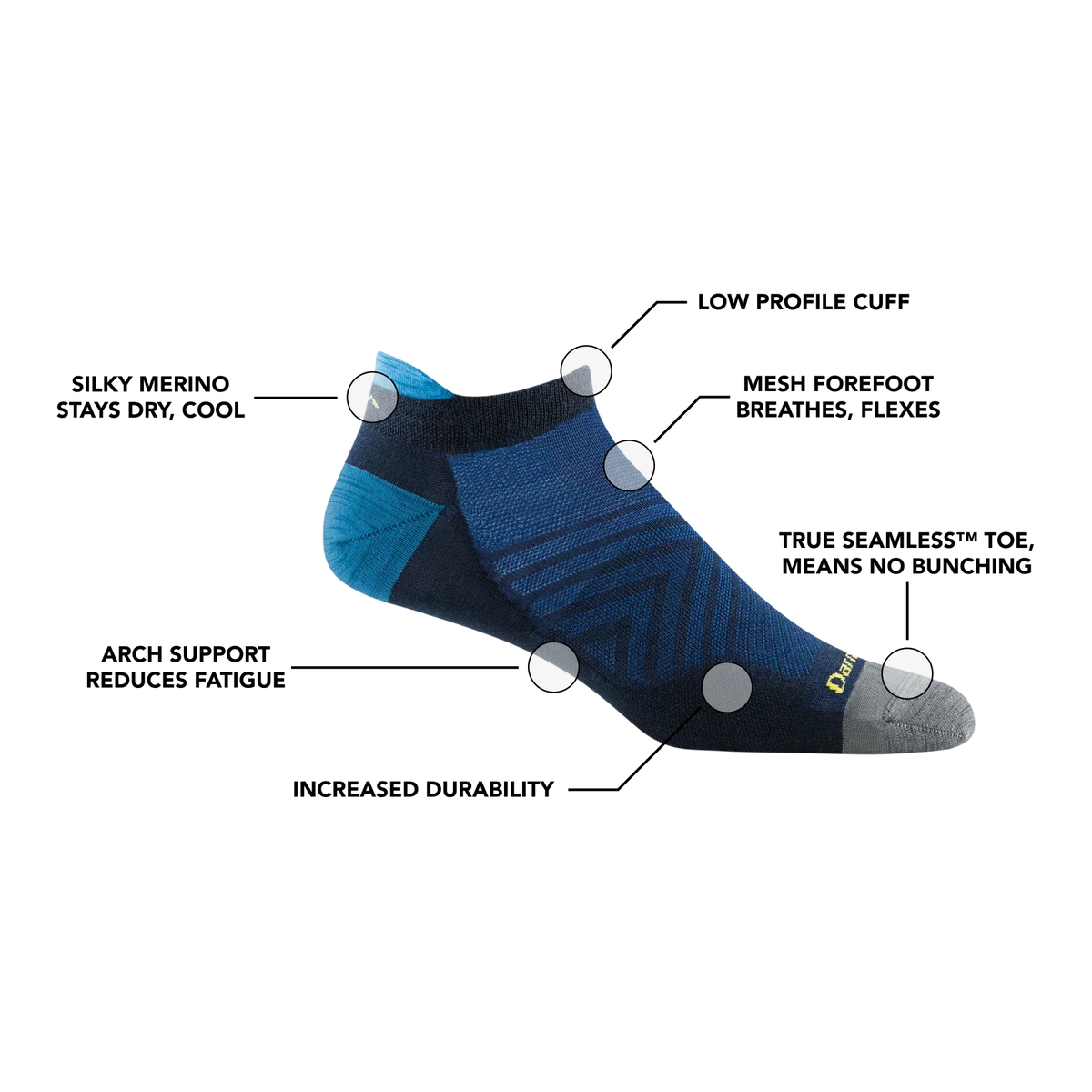 Darn Tough Mens Run No Show Tab Ultra- Lightweight Running Sock