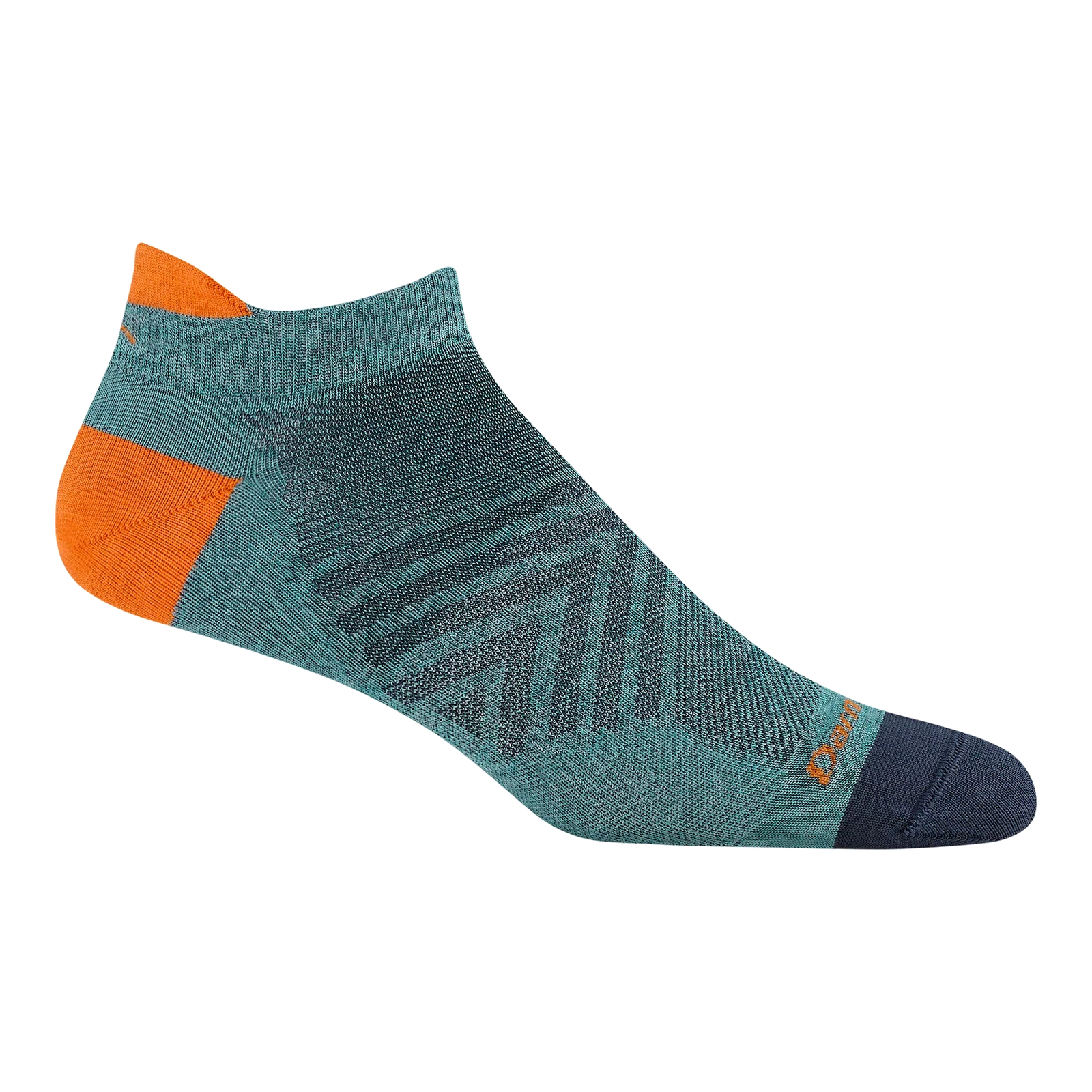 White ankle sock with a brand logo on a white background