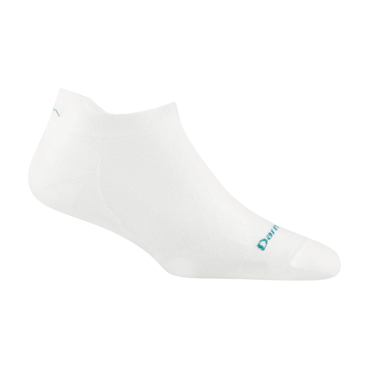 White ankle sock with a brand logo on a white background