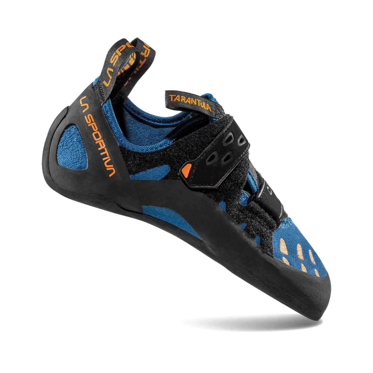 La Sportiva Tarantula climbing shoes in blue with orange detail