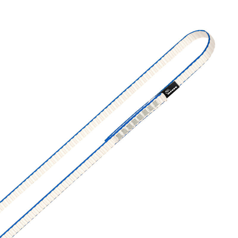 DMM Dyneema climbing Sling 8mm x 240cm, shown in blue/white colours