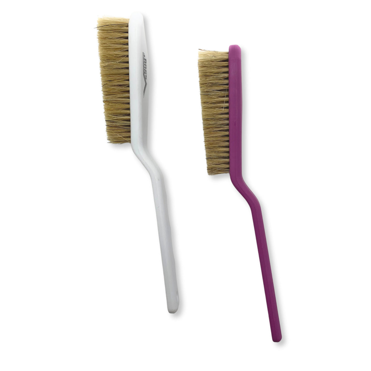 Rock + Run Shaped Boars Hair Brush in white and purple