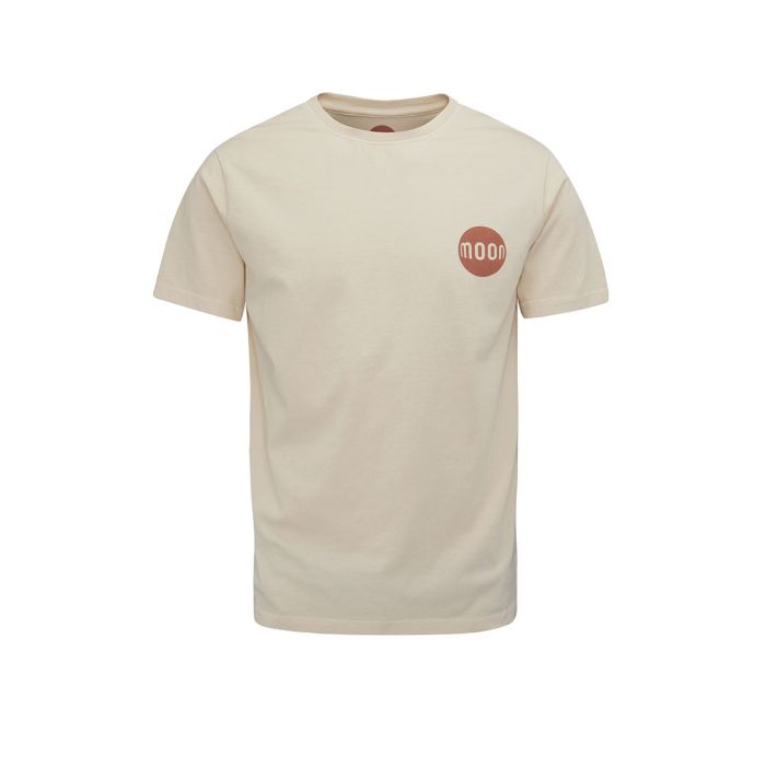 Moon Train Hard Back Print T-Shirt - Mens  in pale sand colour