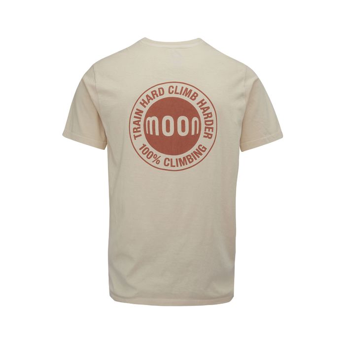 Moon Train Hard Back Print T-Shirt - Mens  in pale sand colour