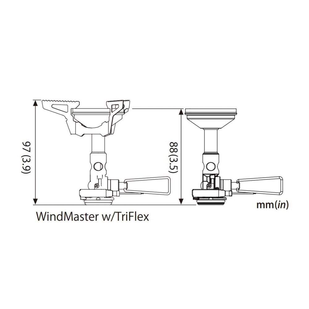 SOTO Windmaster showing dimensions