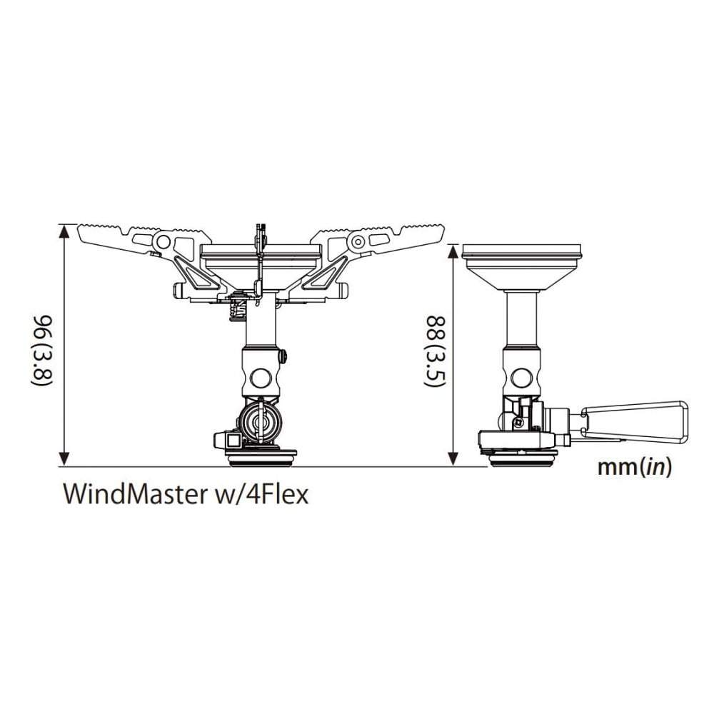 SOTO Windmaster, diagram showing dimensions