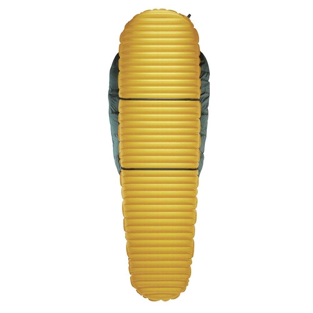 Thermarest Hyperion 32 UL in Dark green with yellow mattress attached