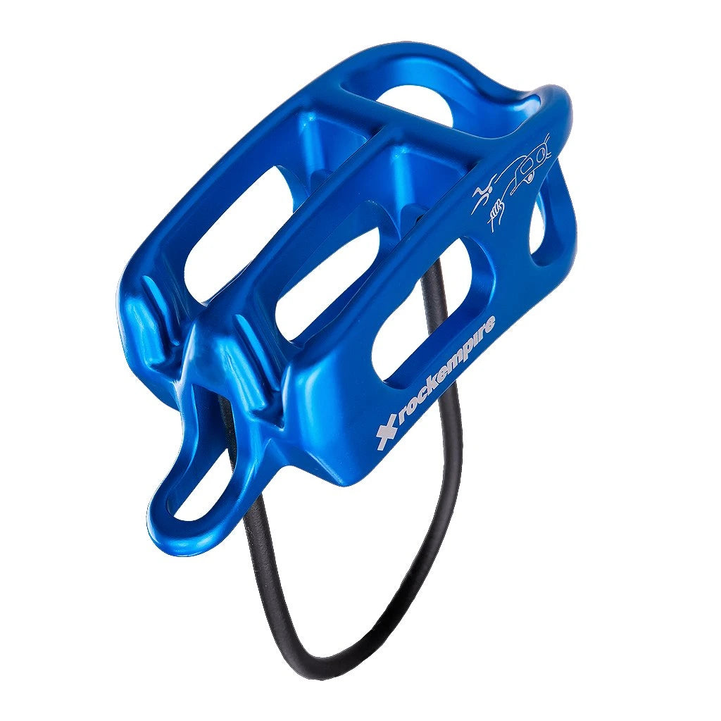 Rock Empire Twin Belay Device in aqua blue