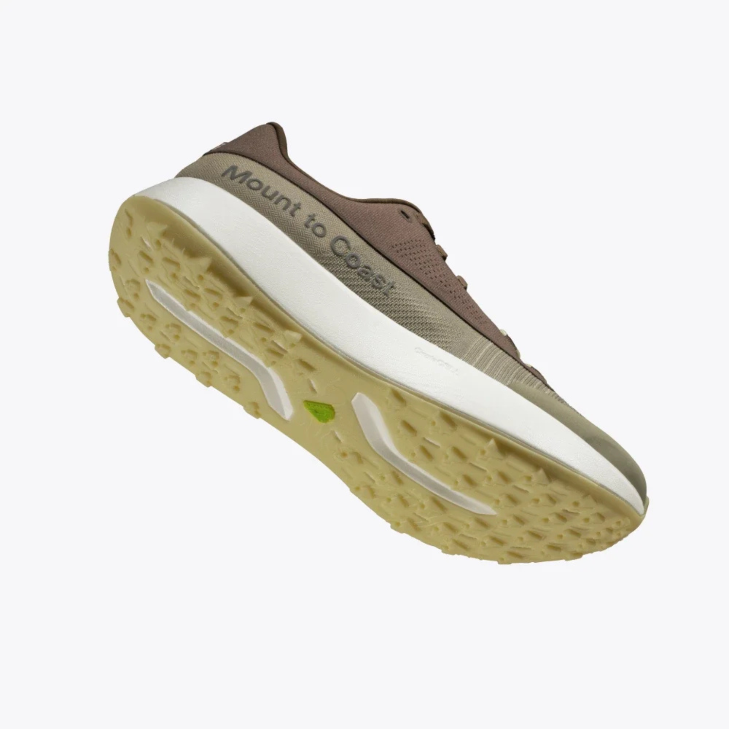 Brown and beige sneaker on a white background