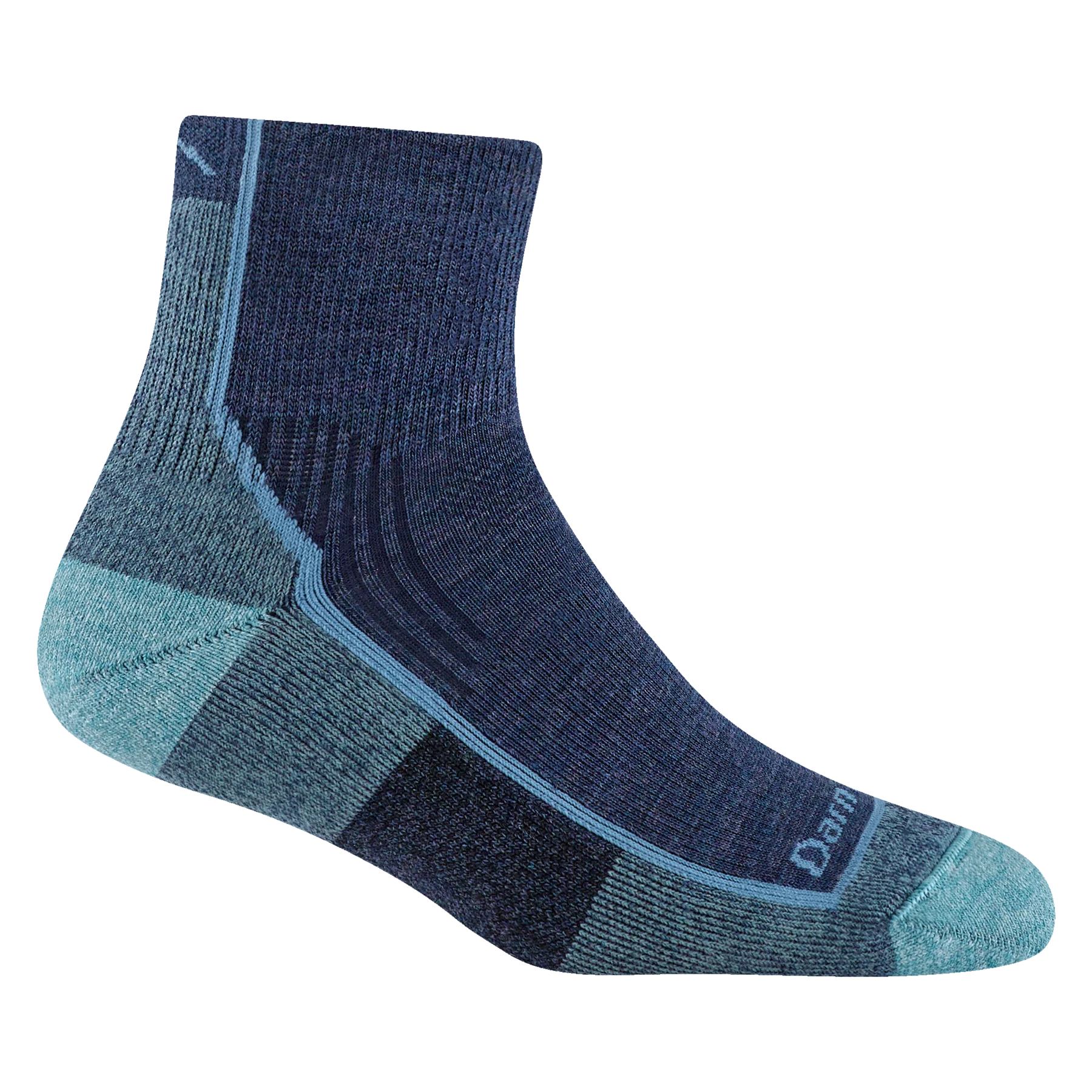 Darn Tough Womens Hiker Quarter Midweight Hiking Sock in blue jay colour