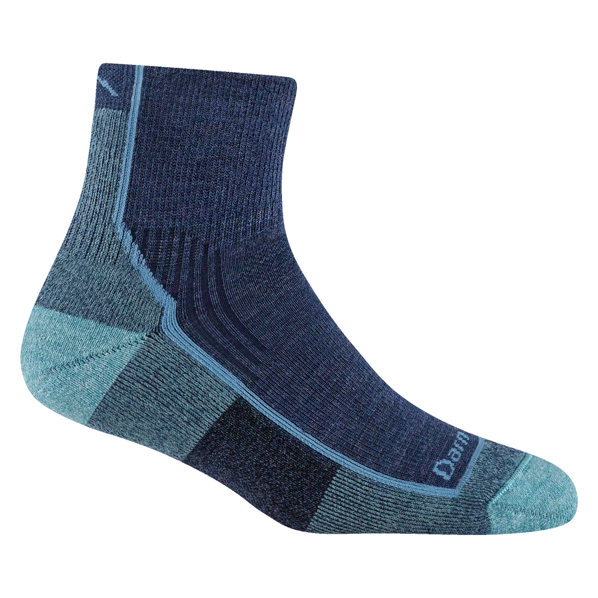 Darn Tough Womens Hiker Quarter Midweight Hiking Sock in blue jay colour