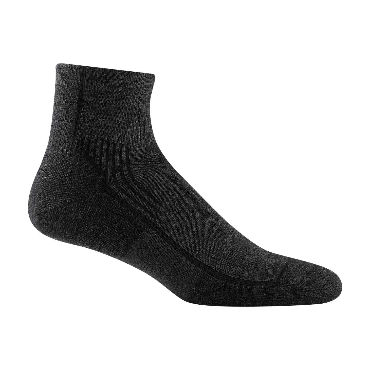 Darn Tough Mens Hiker Quarter Midweight Hiking Sock in onyx black