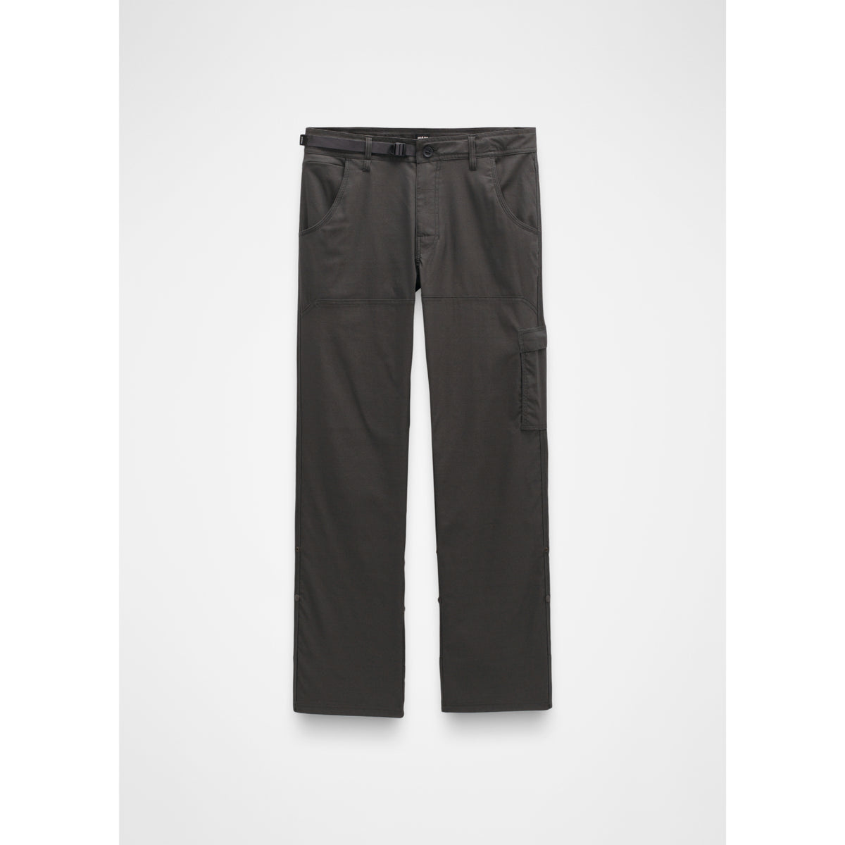 Dark gray cargo pants on a light gray background
