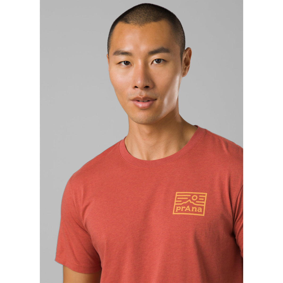 Prana Graphic Short Sleeve T-Shirt in rust heather colour
