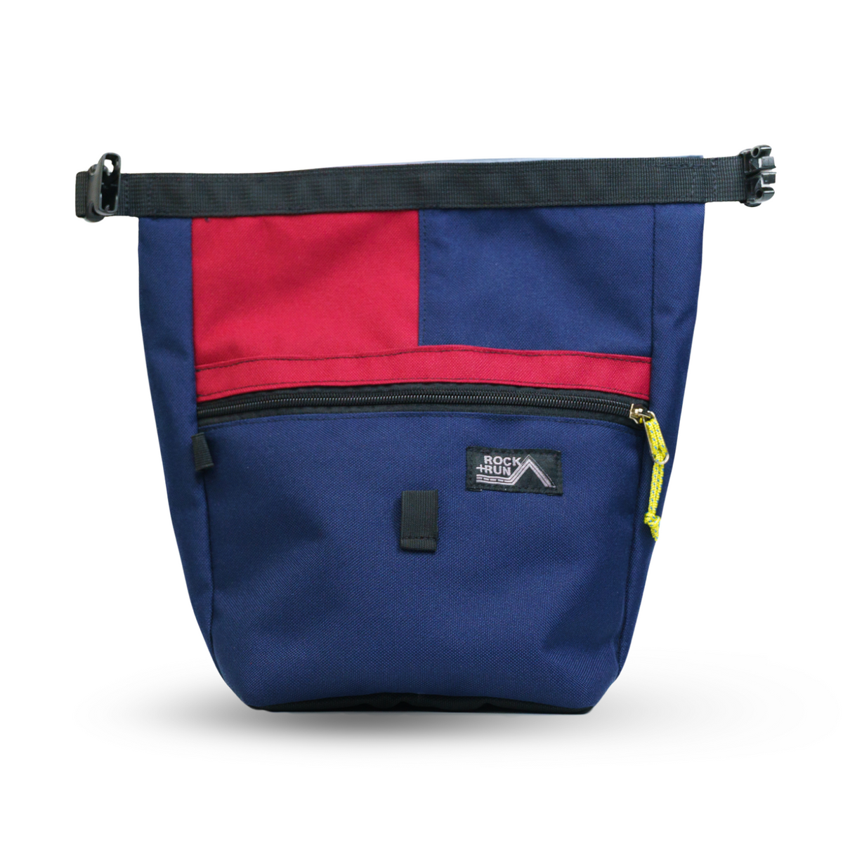 Blue and red bag with a visible brand logo on a white background