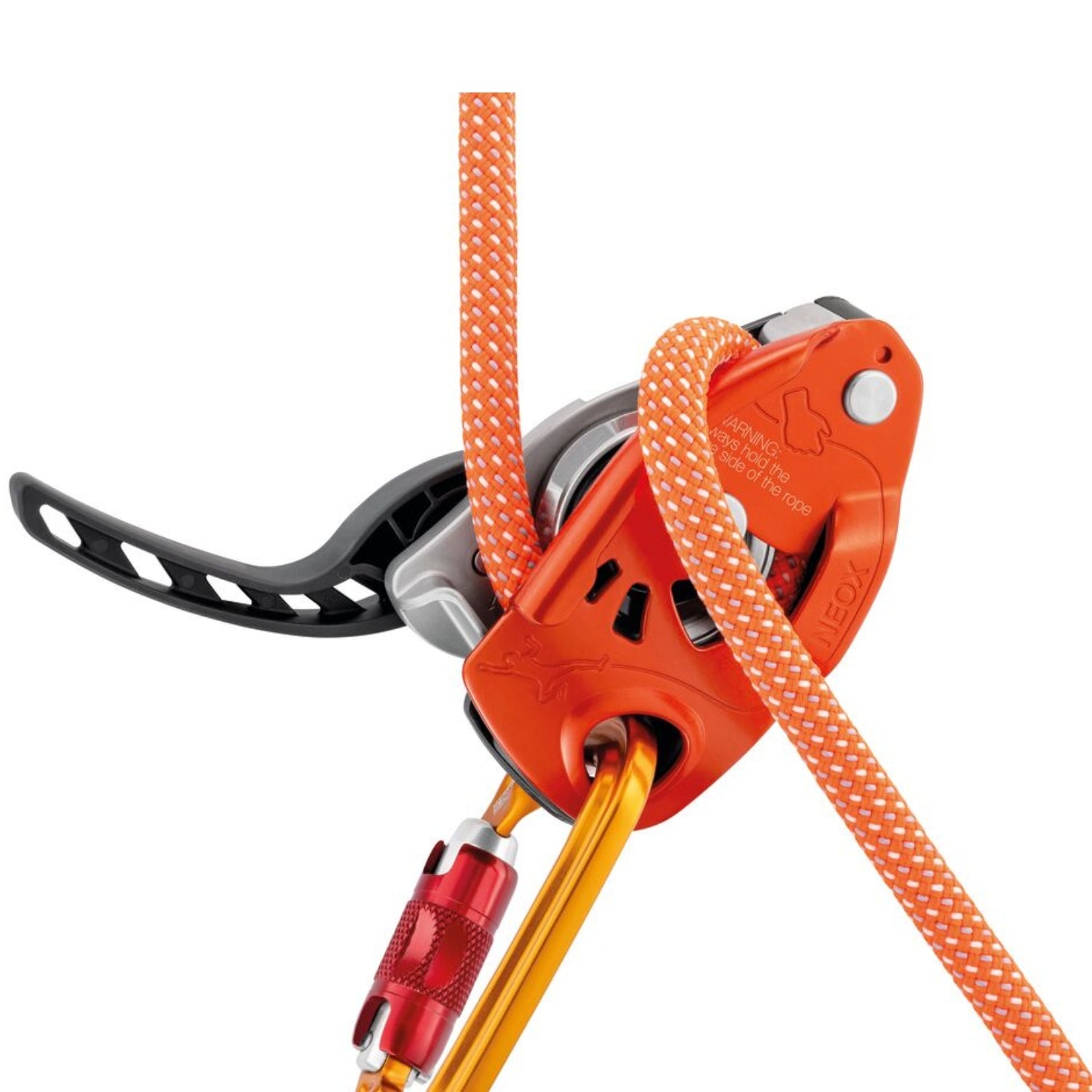 Petzl Neox orange assisted belay device