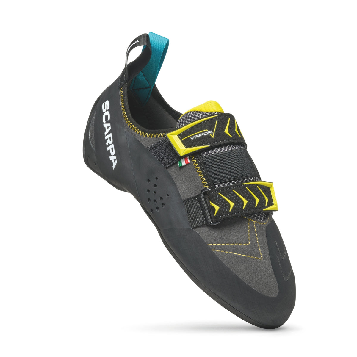 Scarpa Vapour V mens climbing shoes in grey and yellow