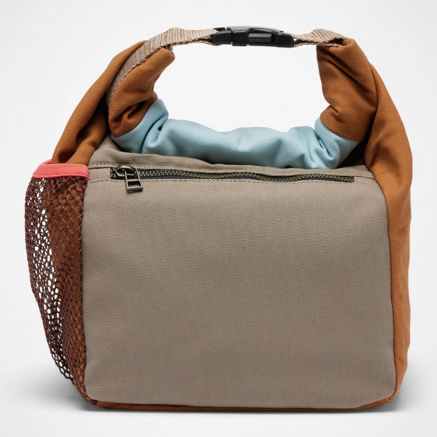 Multicolored bag with Prana logo on a white background