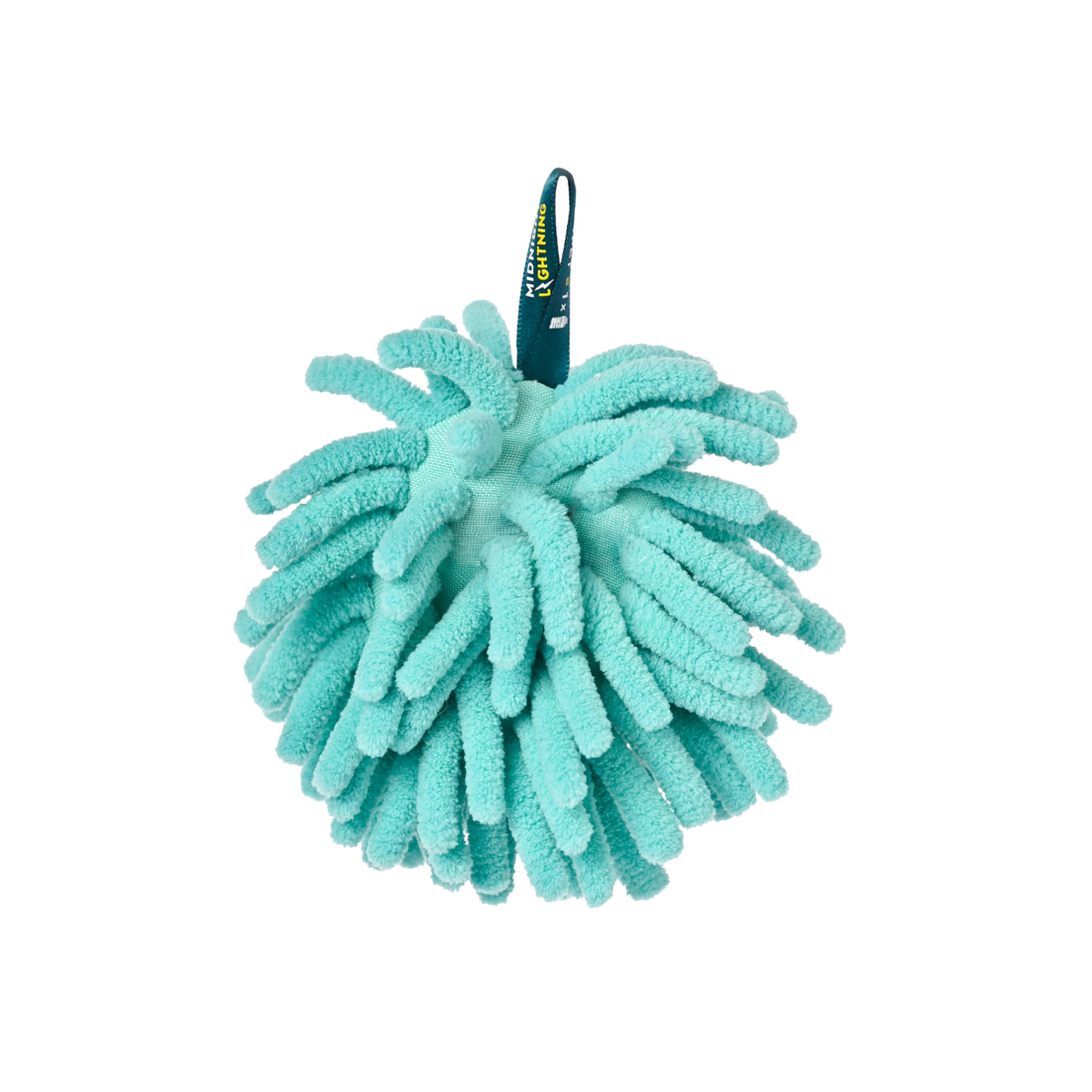 A light aqua blue microfiber cleaning sponge with a dark teal hanging loop, shown against a plain white background.