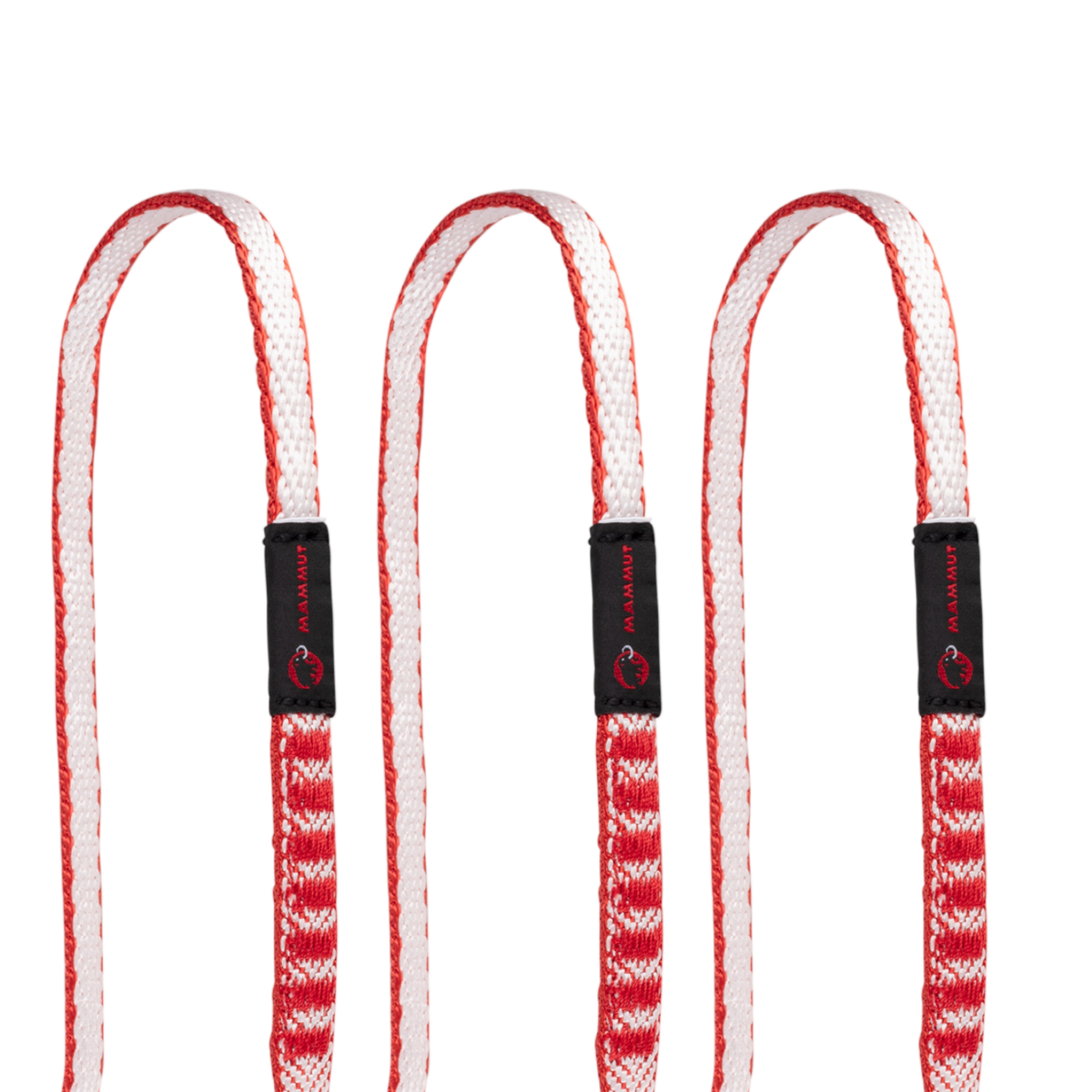 three red and white slings on a white background