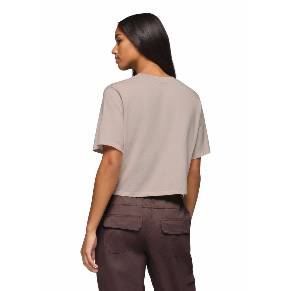 Prana Women's Everyday Graphic Crop Tee - Almond Mind Eraser - Small