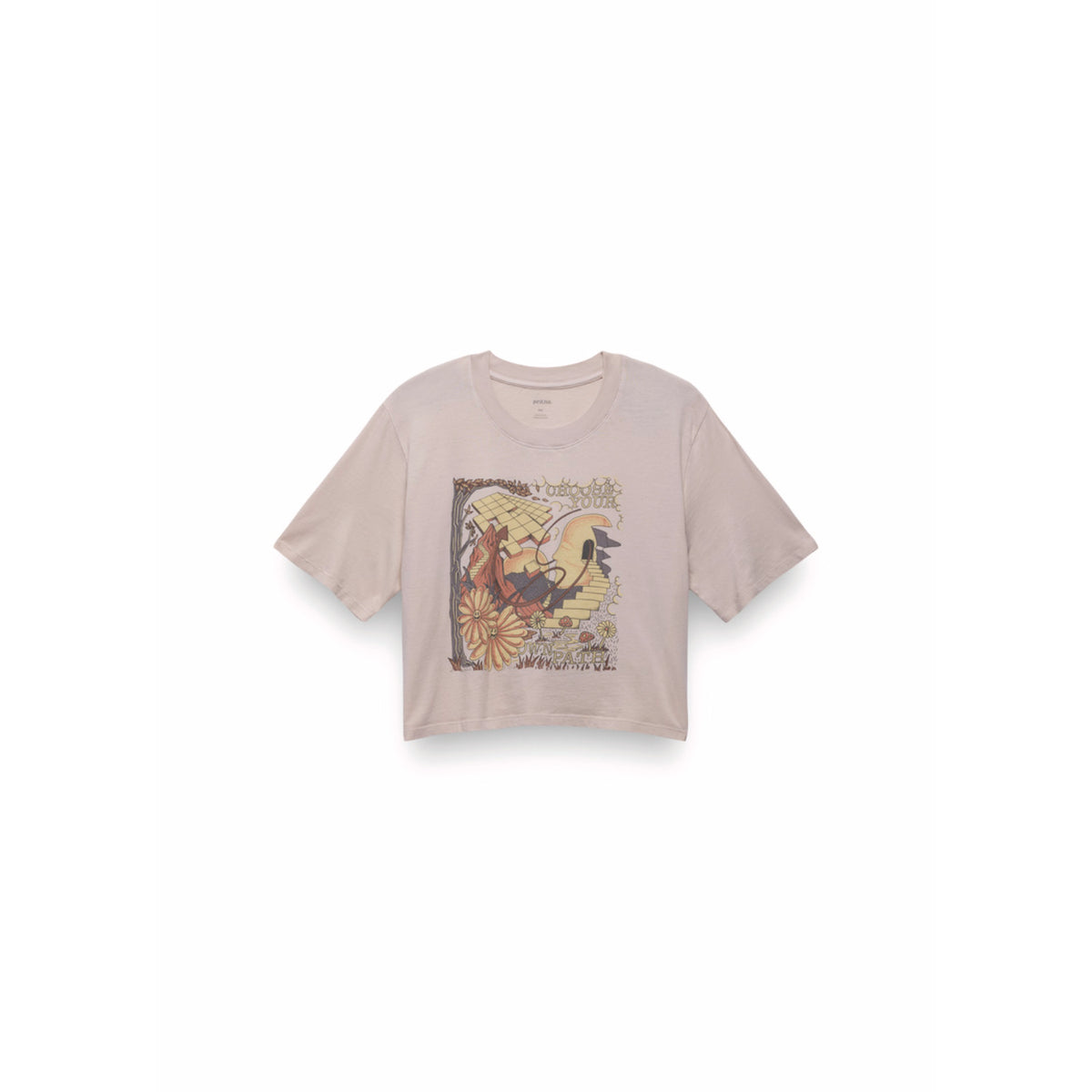 Prana Women's Everyday Graphic Crop Tee - Almond Mind Eraser - Small