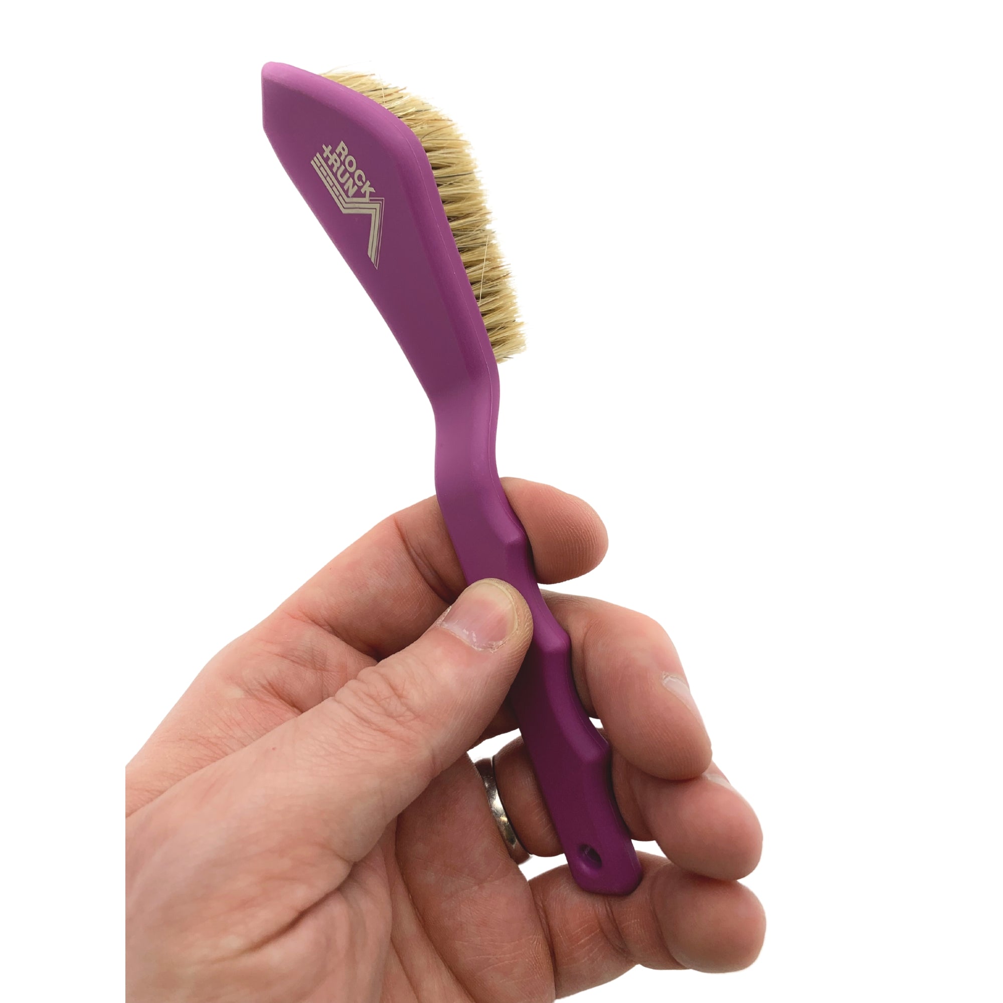 Rock + Run Shaped Boars Hair Brush in white and purple