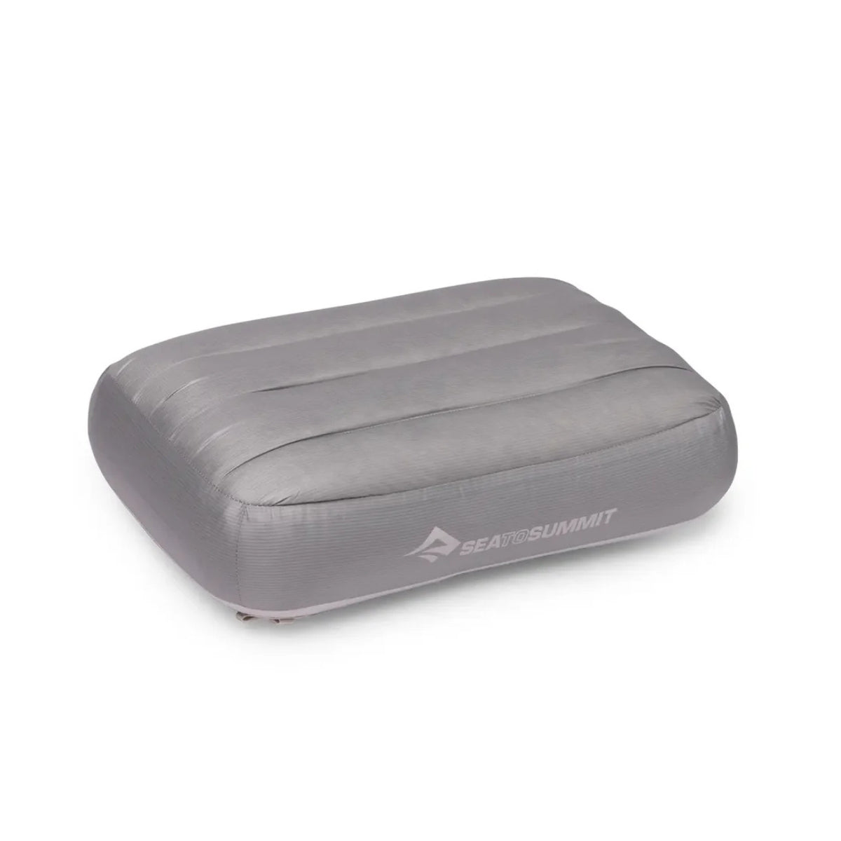 Gray inflatable pillow with Sea to Summit logo on a white background