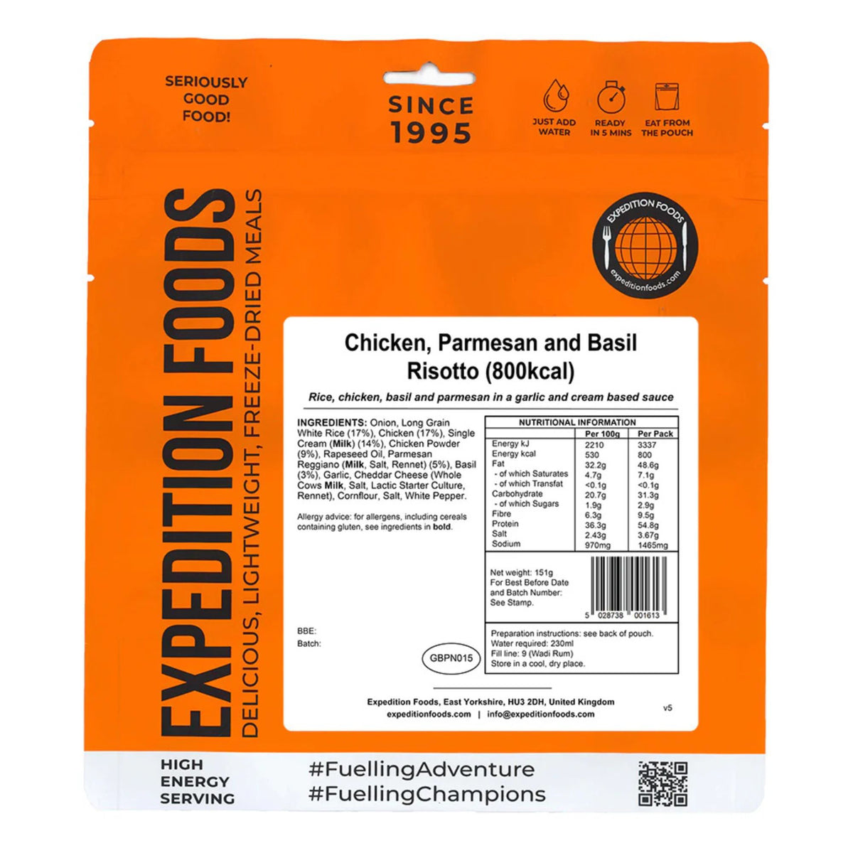 Expedition Foods Chicken, Parmesan and Basil Risotto (800kcal)